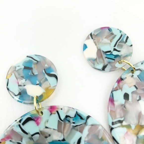 Circle Drop Earrings in Blue - Picture 4 of 8